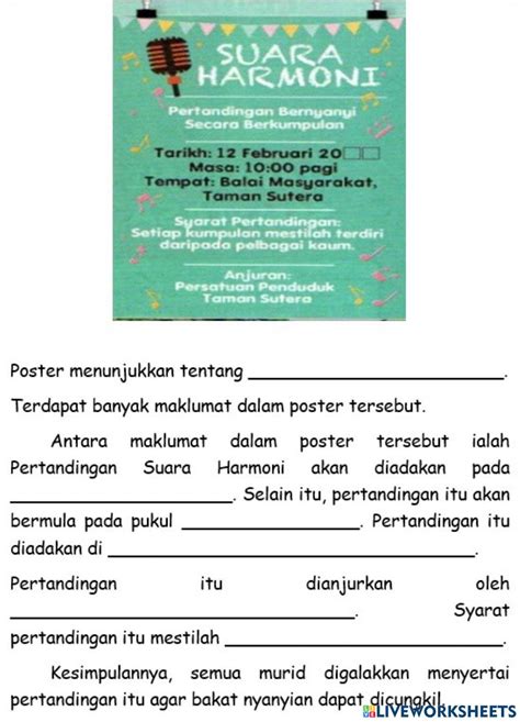 Ulasan Poster Suara Harmoni Worksheet Live Worksheets