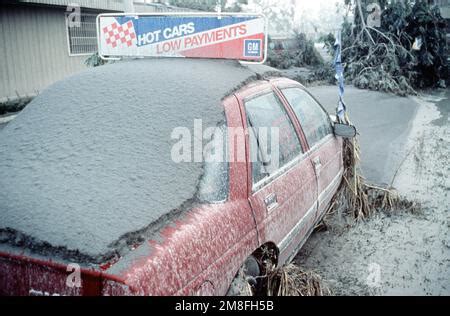 Ash Covers A Vehicle Following The Eruption Of Mount Pinatubo A