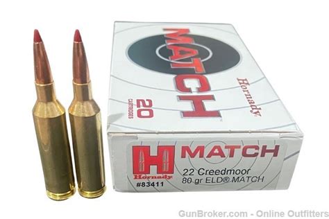 Hornady 83411 Match 22 Creedmoor 80 Grain Eld Match Brass Casing Rifle Ammunition At Gunbroker