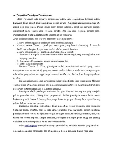pengertian  peran paradigma pembangunan