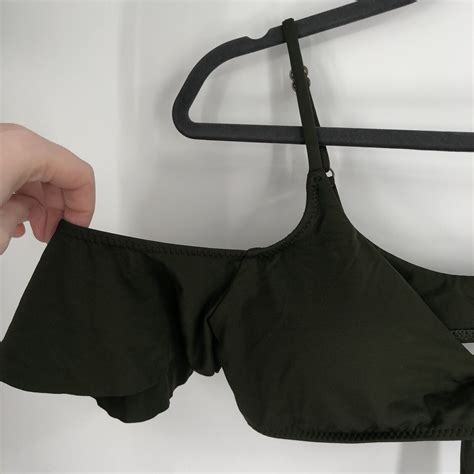 BECCA Off Shoulder Wrap Bikini Set Olive Green M L Sw Gem