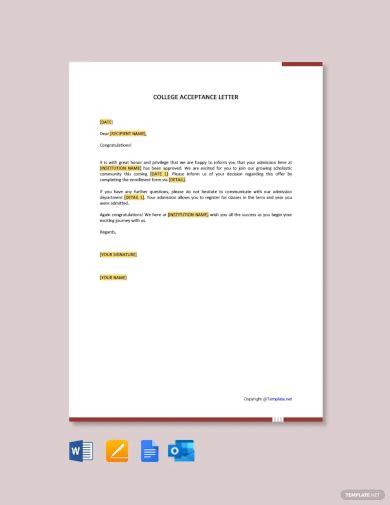 Free 13 Sample College Acceptance Letter Templates In Pdf Word