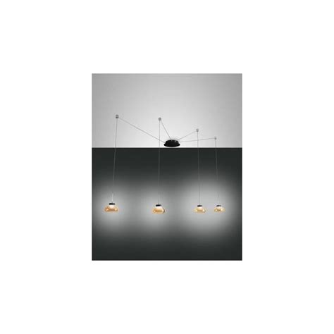 Lustre suspendu Arabella LED en métal et verre soufflé ambré 3547 49