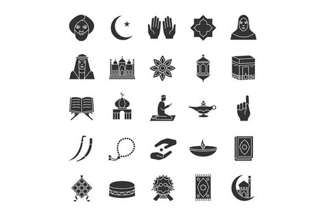 Islamic culture glyph icons set | Glyph icon, Islamic culture, Icon set