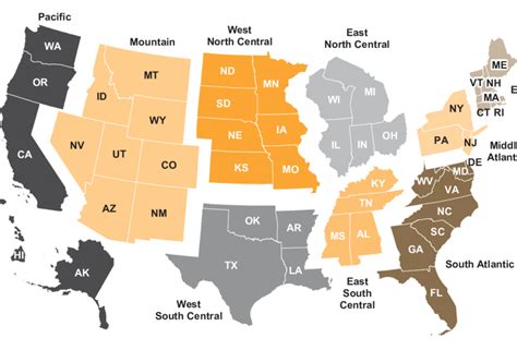 Us Census Bureau Divisions Of The United States Download Scientific