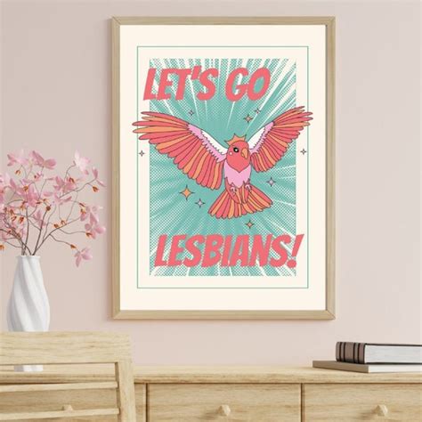 Lesbian Art Cartoon Print Etsy