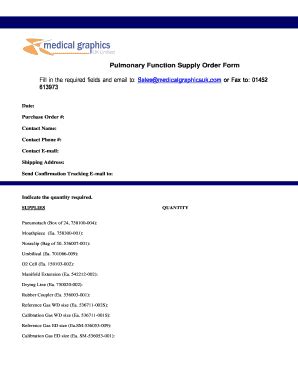 Fillable Online Pulmonary Function Supply Order Form Medical Graphics