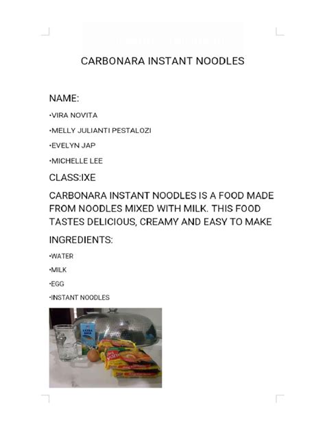 Carbonara Instant Noodles | PDF