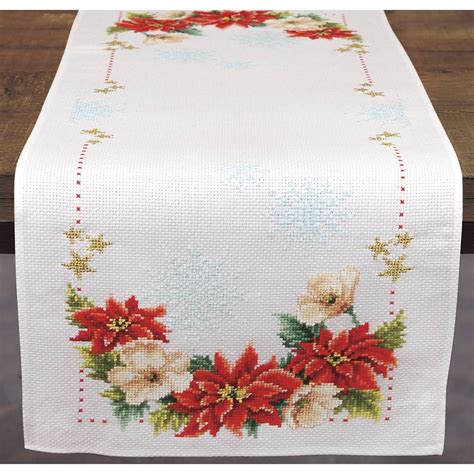 Stamped Cross Stitch Table Runner Kits Vervaco Counted Kit 11 5 X40 75 Red Global Guru Of Hobbies