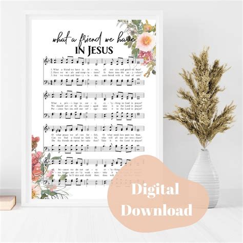 What a Friend We Have in Jesus HYMN Lyrics Floral Design Printable ...