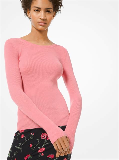 Michael Kors Ribbed Cashmere Sweater In Pink Lyst