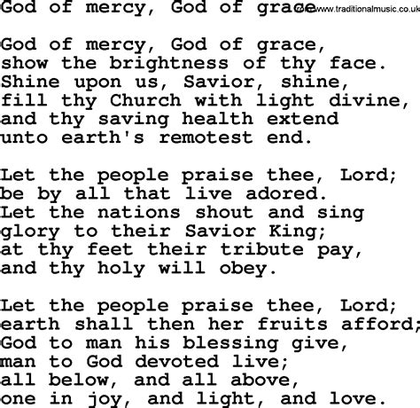 Epiphany Hymns, Song: God Of Mercy, God Of Grace - complete lyrics, and PDF