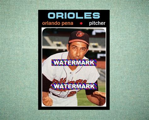 Orlando Pena Baltimore Orioles Custom Baseball Card Style Etsy