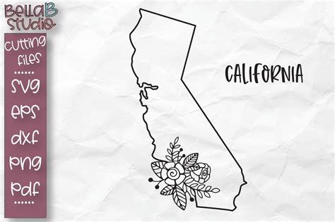 California State Svg California Floral State Map Svg Cali 304876