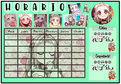 HORARIO Clases de anime Imprimir sobres Artesanías de anime