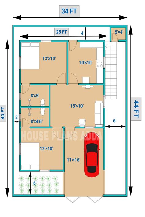 2bhk House Plan With Car Parking