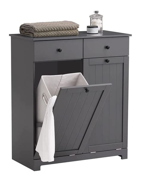 Meuble Salle De Bain Gris Avec Panier Linge Int Gr Armoire Basse