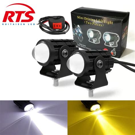 Motorcycle Mini Driving Light Headlight Universal Dual Color ATV