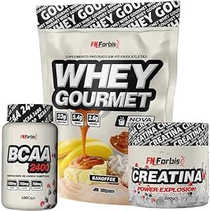 Kit Whey Protein Refil Creatina G Bcaa C Ps Gourmet Fn