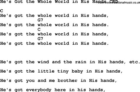 Christian Chlidrens Song Hes Got The Whole World In His Hands Crd