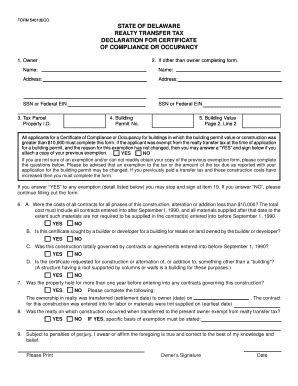 Fillable Online Revenue Delaware Form 5401 8 CO Division Of Revenue