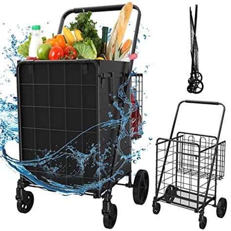 Shopping Cart For Groceries Jumbo Upgraded Grocery Cart With Waterproof