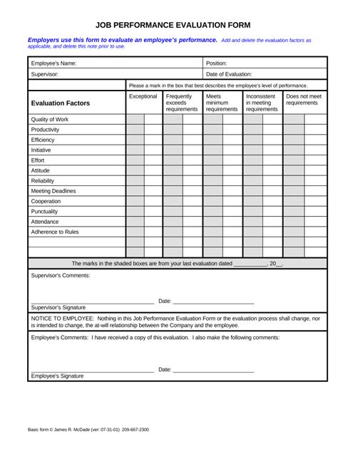 Performance Evaluation Form Fill Out And Sign Online Dochub