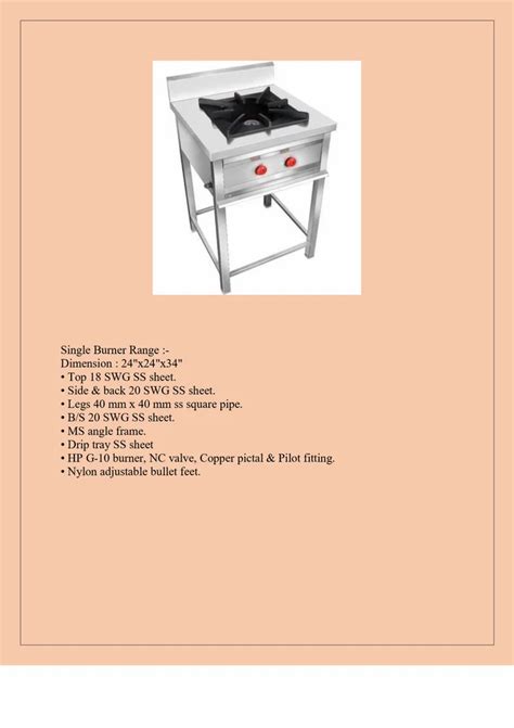 Single Burner Indian Cooking Range For Commercial Kitchen At Rs