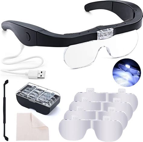 Anpro Lunette Loupe Avec Lumi Res Led Interchangeable Lentilles