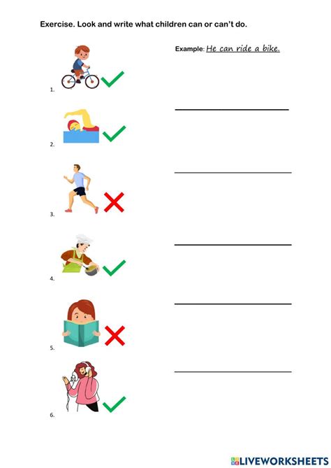 Ejercicio De English Class A1 Unit 5 Can Cant Cuadernos