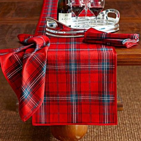 Classic Tartan Plaid Table Runner Red Tartan Plaid Tablecloth