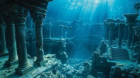 Premium Photo Atlantis Sunken Mythical Ruins Undersea