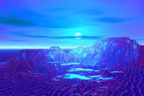 Blue moon landscape stock illustration. Illustration of background - 2080671