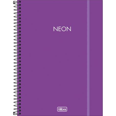 Caderno Espiral Capa Plástica Universitário 10 Matérias Neon Roxo 160