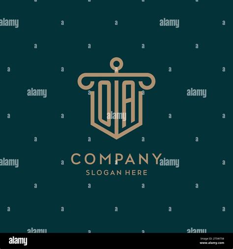 Oa Monogram Initial Logo Design With Shield And Pillar Shape Design