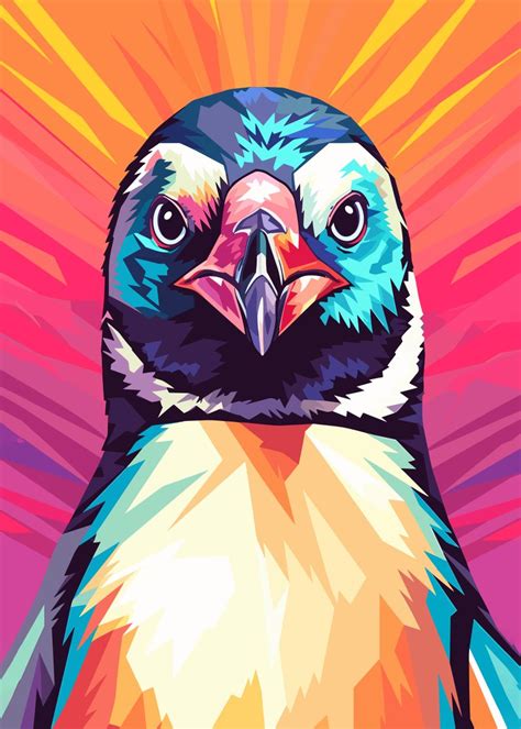 Penguin Wpap Pop Art Poster Picture Metal Print Paint By Qreative