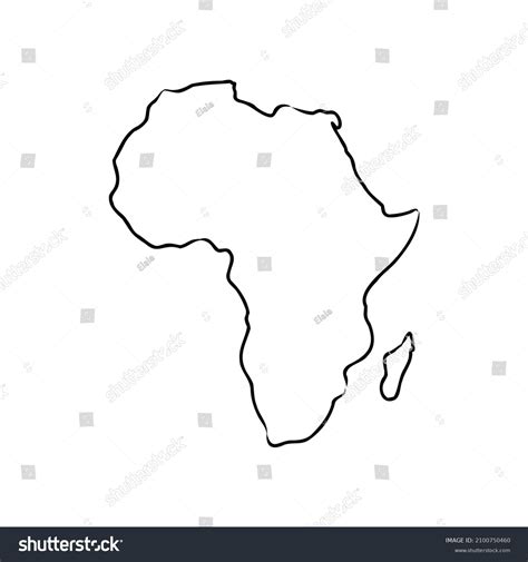 Africa Map Outline Graphic Freehand Drawing Stock Vector Royalty Free