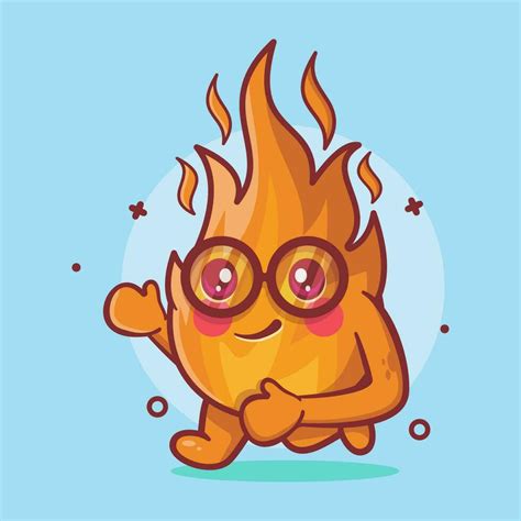 Cheerful Fire Flame Character Mascot Running Isolated Cartoon In Flat