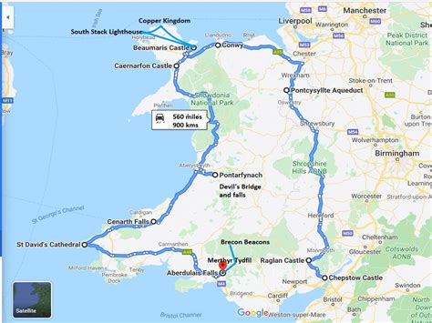 Route Map Of Wales Uk Road Trip Through Wales