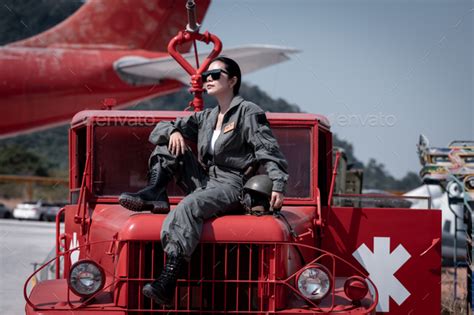 Portrait beautiful soldier women wearing navy soldier uniform ,sunglass ...