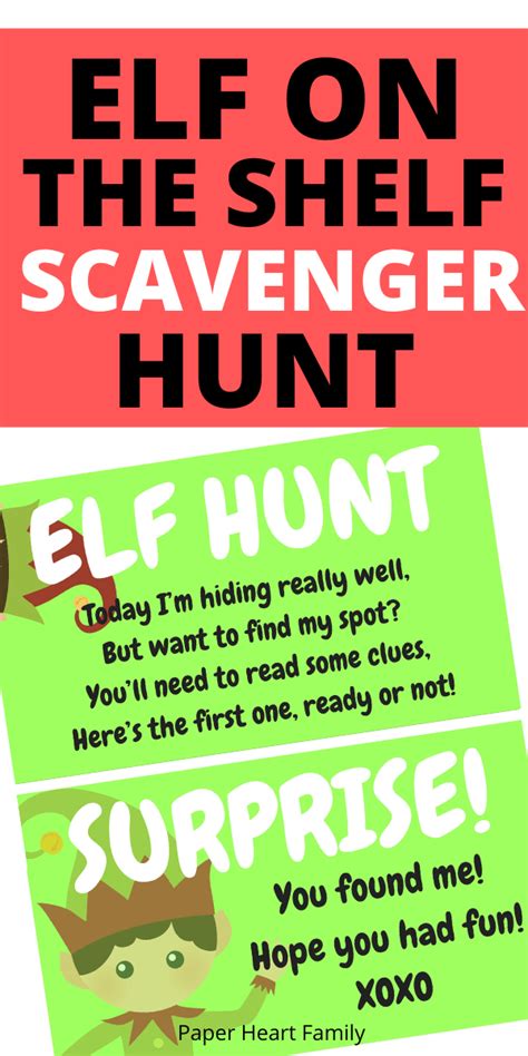 Free Elf On The Shelf Scavenger Hunt Printable