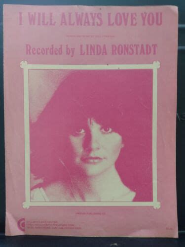 Linda Ronstadt Sheet Music I Will Always Love You 1973 Vintage Good