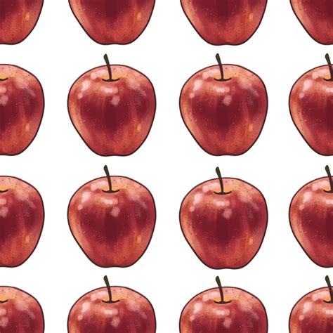 Premium Vector Red Apples Seamless Pattern