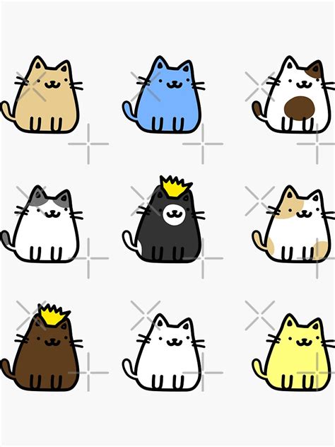 Separate Cute Cat Doodles In A Pack Cute Cat Doodle Sticker Pack