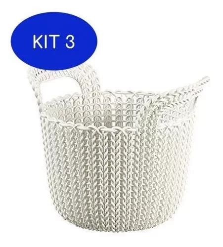 Kit 3 Cesto Organizador Knit Trançado Redondo 3l Curver Parcelamento