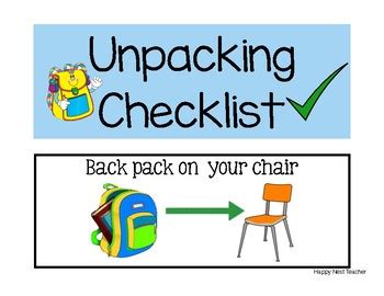 Unpacking Checklist by The Happy Nest Teacher | TPT