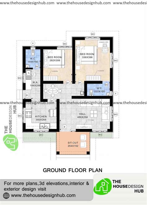 2 Bhk Floor Plan With Dimensions