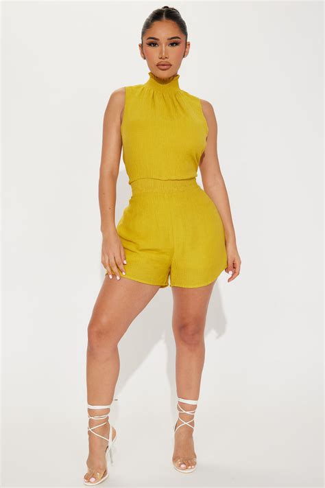 Spring Fever Romper Mustard Fashion Nova Rompers Fashion Nova