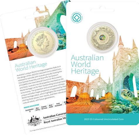 Australia 2023 $5 Coloured Frosted Uncirculated Coin - Australian World Heritage Properties ...