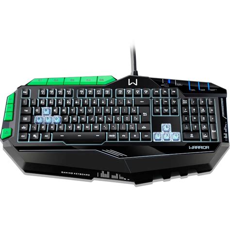 Teclado Gamer Warrior Semi Mecânico ABNT2 Preto e Verde LED TC199